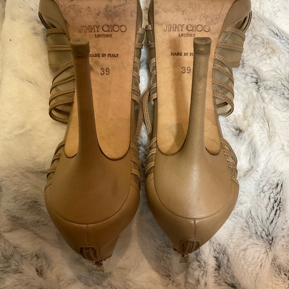 Jimmy Choo Caged Tonal Stitch Strappy Mesh High Heel Sandals sz 39 - Picture 11 of 16